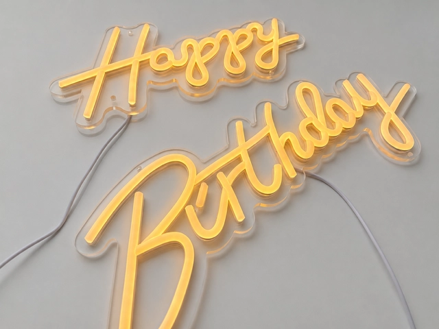 Realizacja dekoracji balonowej z napisem LED Happy Birthday